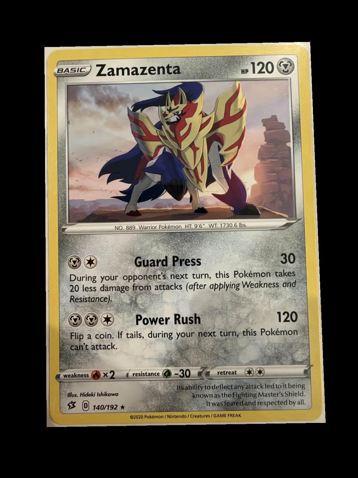 Zamazenta 140/192 Rebel Clash Non-Holo front — actual card